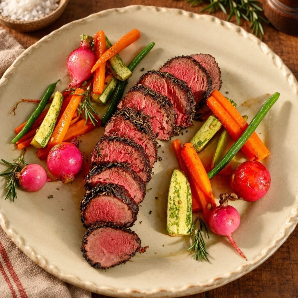 Opção 1 — Menu Rosbife de Filet Mignon em Crosta de Ervas