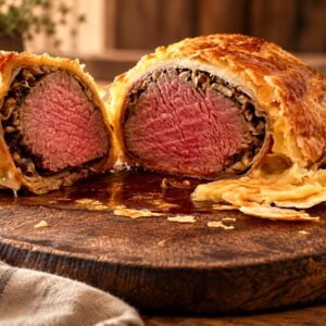 Beef Wellington de javali com molho rôti